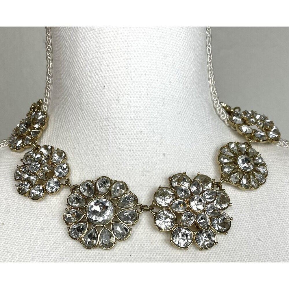 VTG Rhinestone Starburst and Goldtone Couture STATEMENT NECKLACE Signed CC EUC - Picture 1 of 5